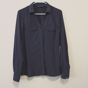 ExOfficio Button Up Shirt Vented Long Sleeve Sz M  Purple Women's Zip Po…